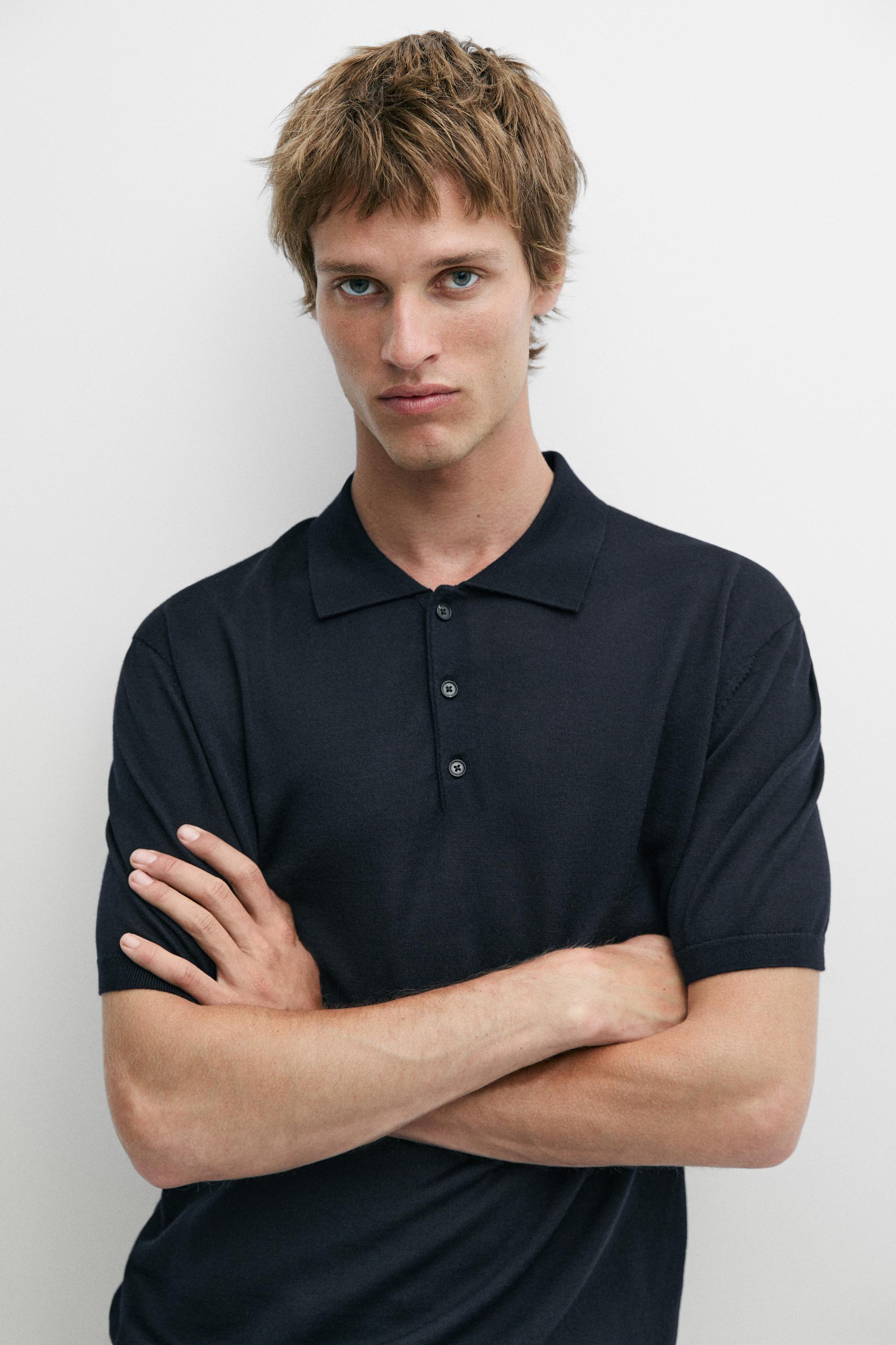Polo en maille de laine mélangée
